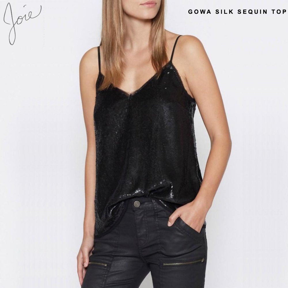 Joie - ‘Gowa’ Silk Sequin Top (CAVIAR BLACK)